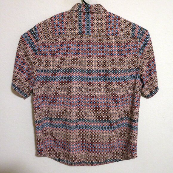 Tommy Bahama Shirt Mens Large Short Sleeve Button Silk Orange Yellow Stars - Picture 6 of 7